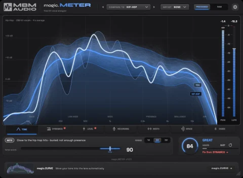 全自动人声分析对比热门歌曲插件！MBM Audio magic.METER v1.0.3 WIN&MAC